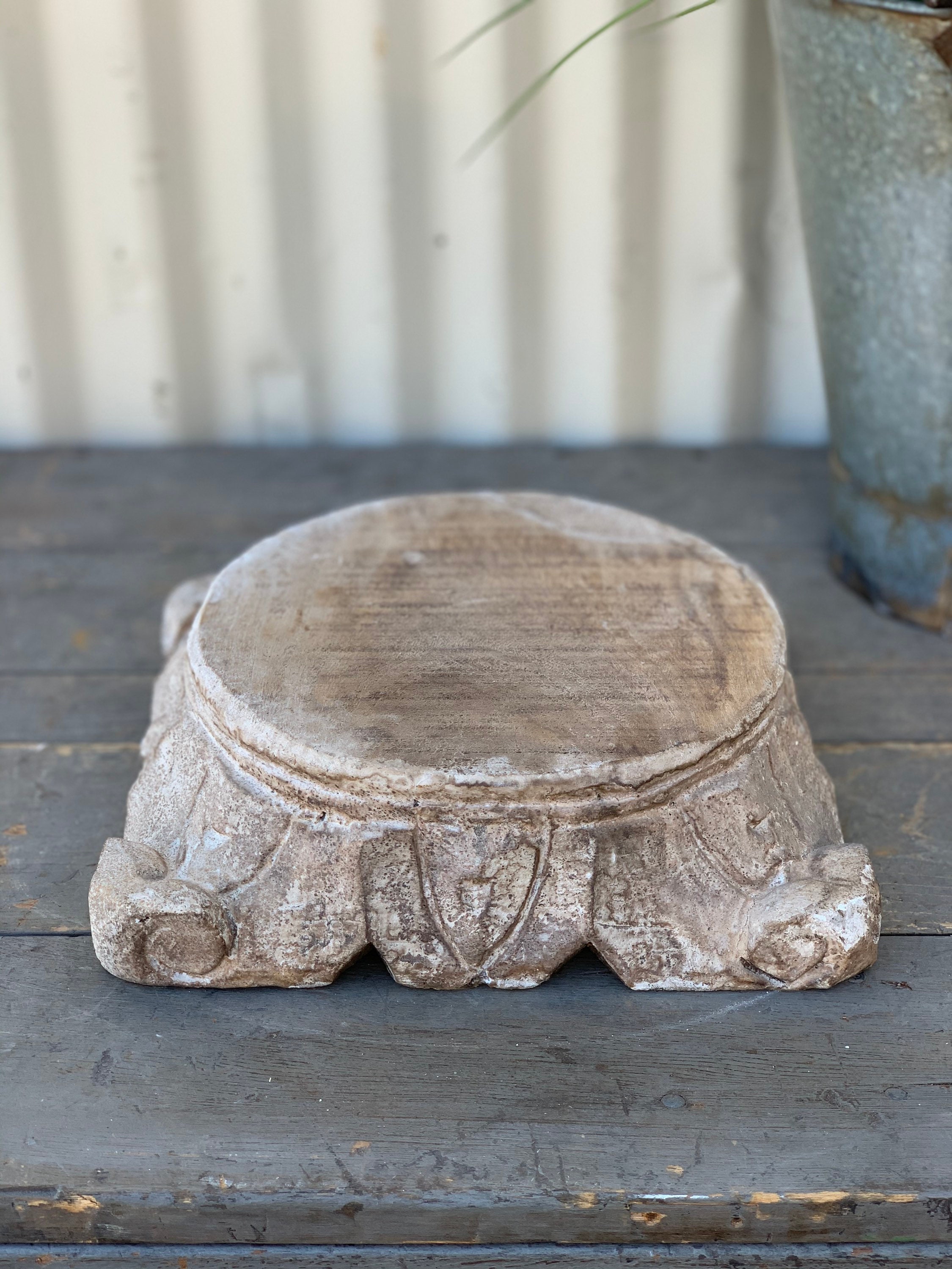 Rustic Carved Pedestal Riser (Free Shipping)