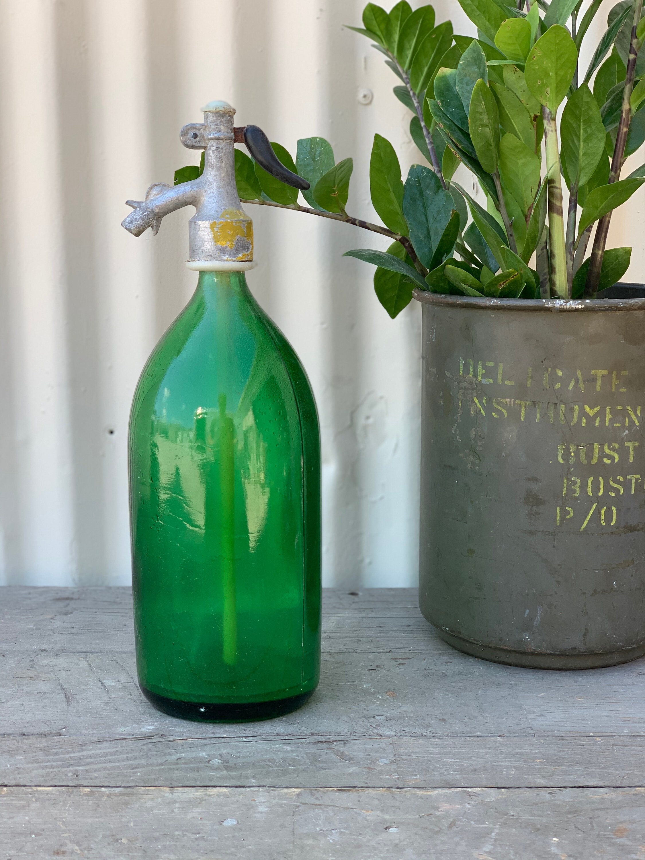Vintage European Green Seltzer Bottle (Free Shipping)