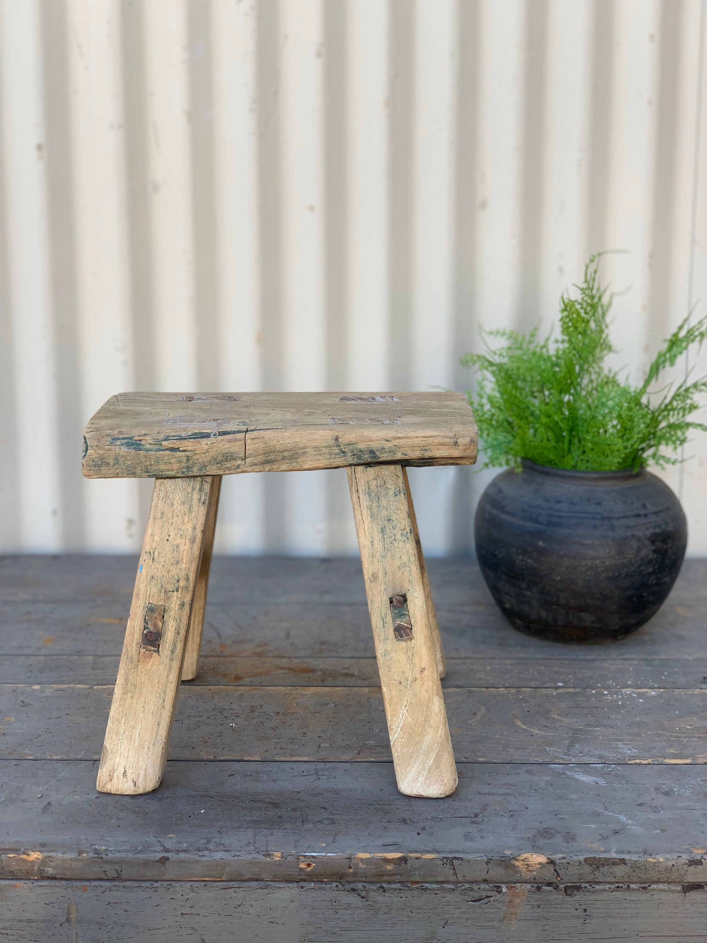 Rustic Elm Small Stool Free Shipping