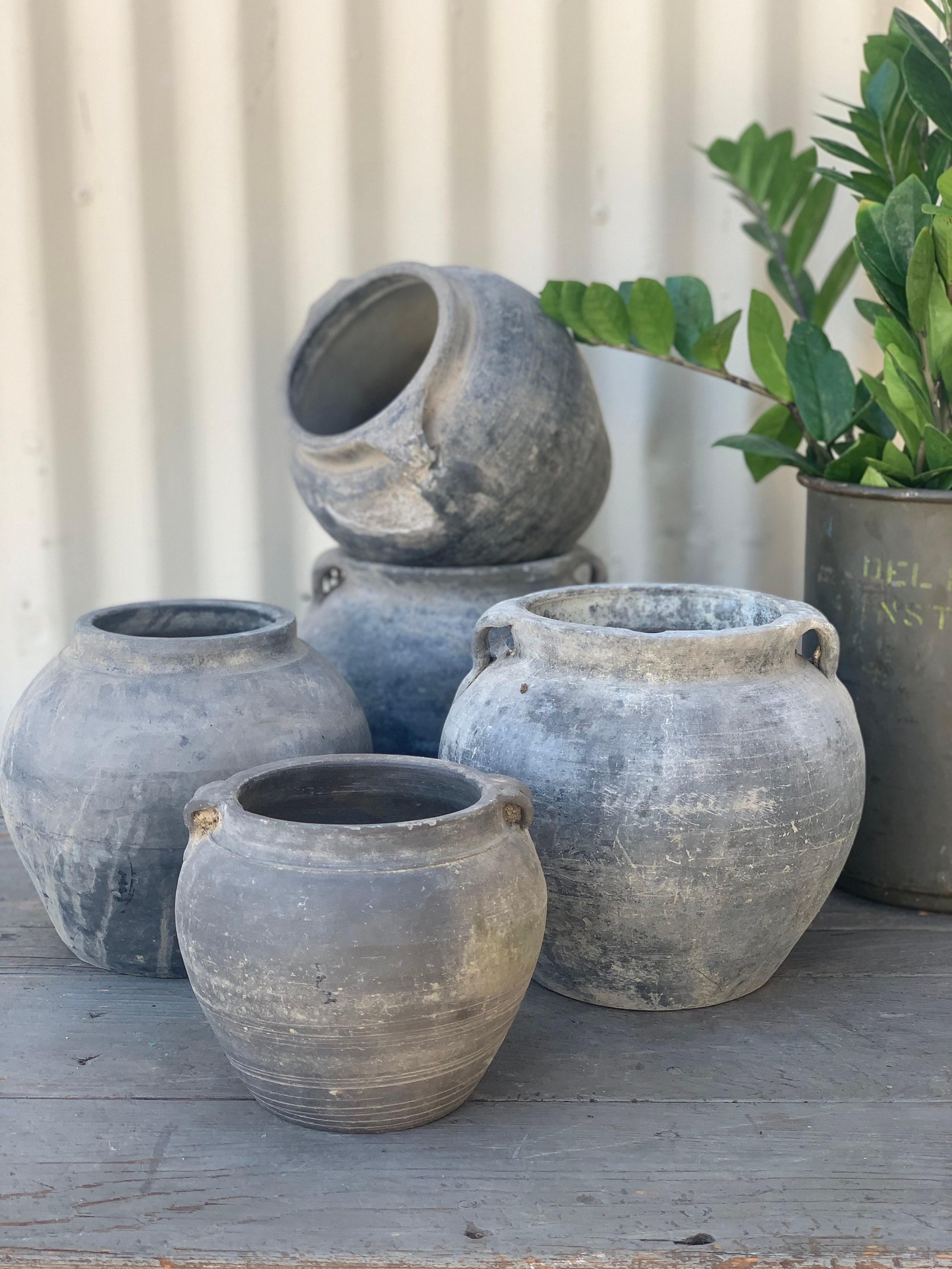 Vintage Blackish Grey Clay Pottery