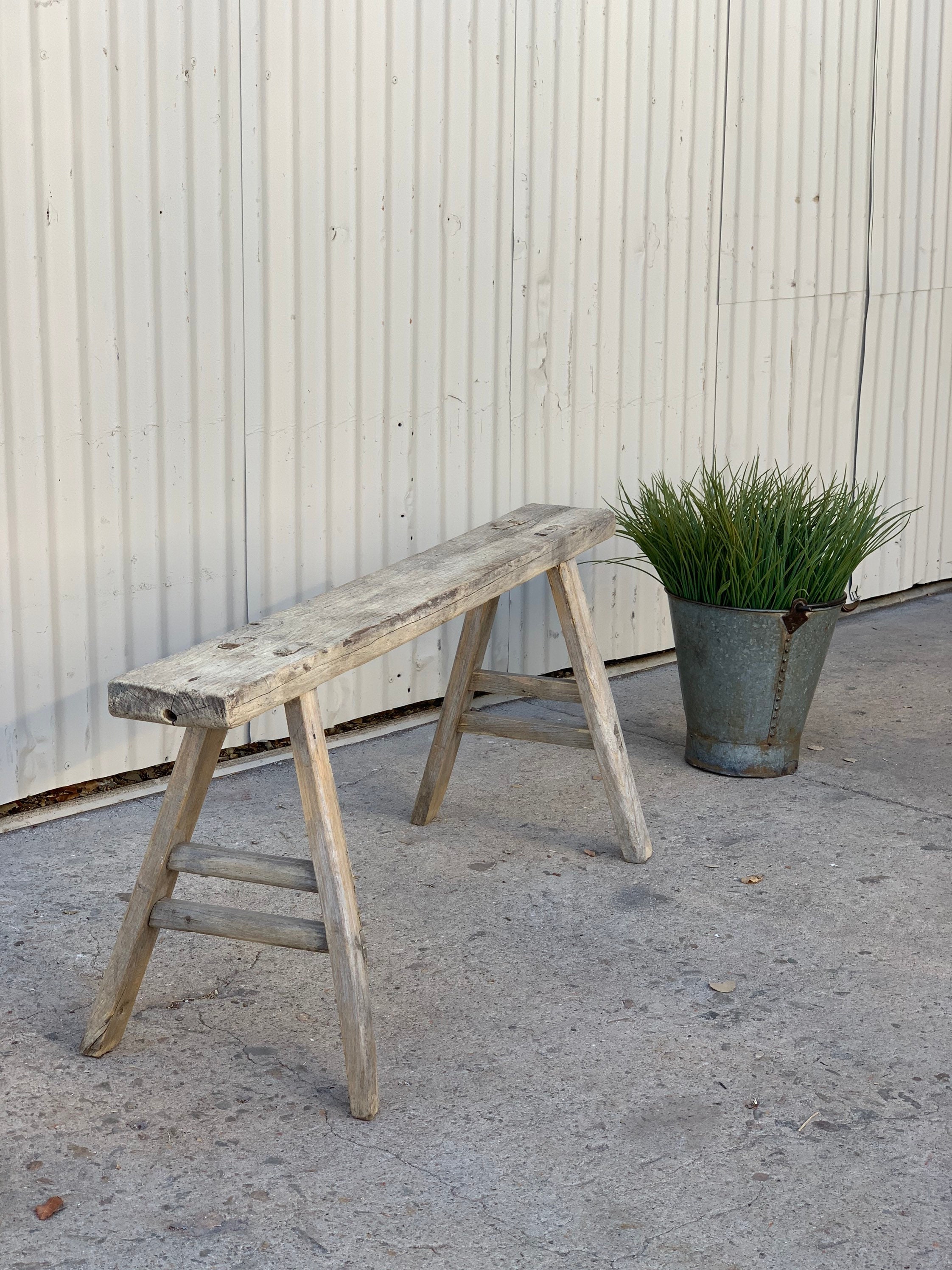 Vintage Elm Skinny Bench {A} (Free Shipping)