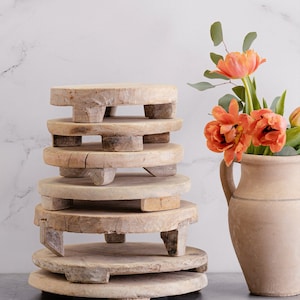 Vintage Bleached Teak Chapati Riser  (Free Shipping)