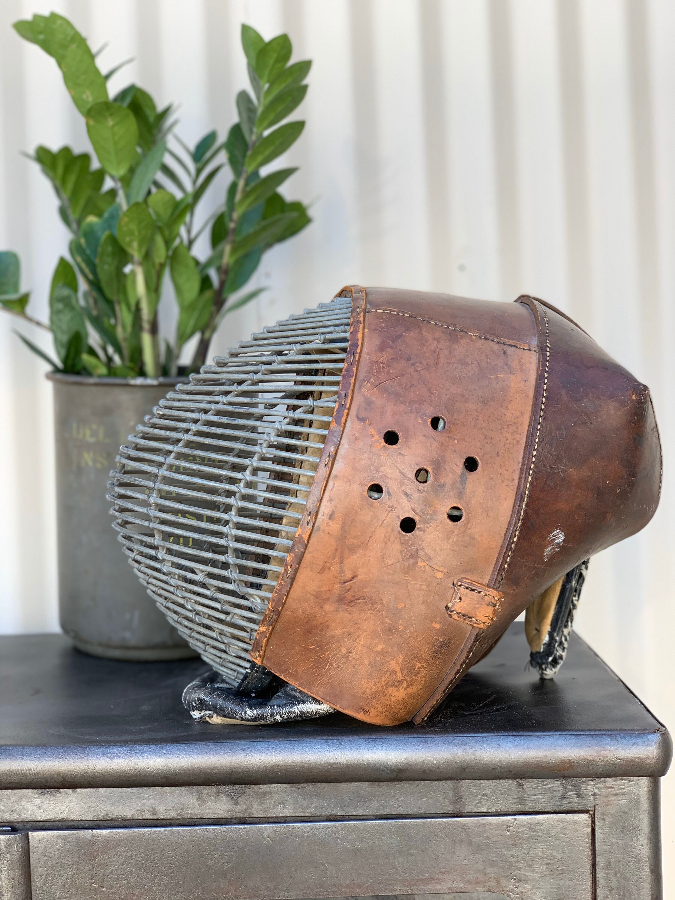 Antique Leather Fencing Helmet