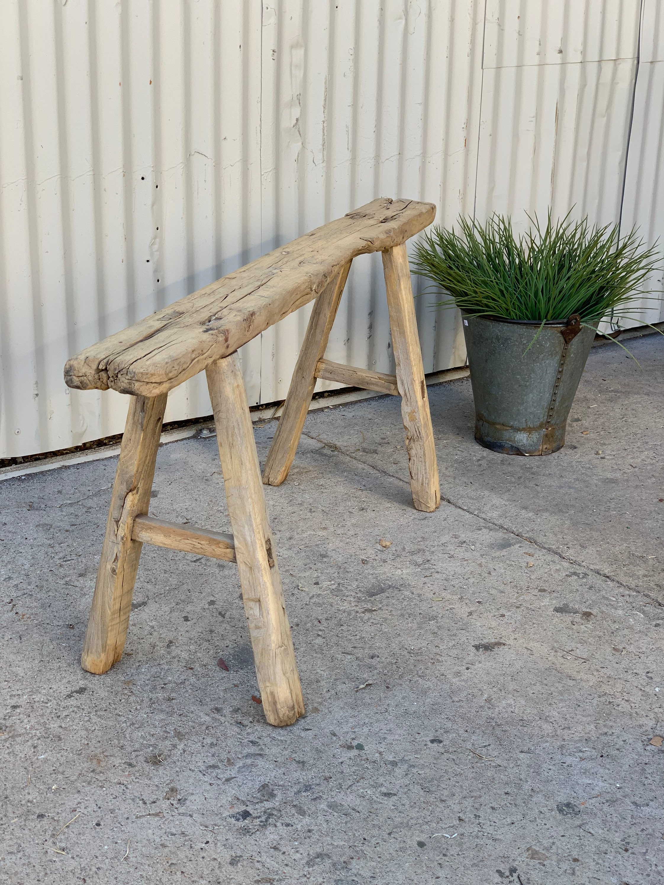 Rustic Vintage Elm Skinny Bench {C} (Free Shipping)