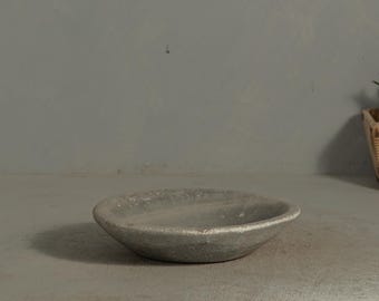 Vintage Carved Stone Tray Rustic Marble Dish Catch All Bowl Wabi Sabi Fruit bowl {GRR} (Free Shipping)
