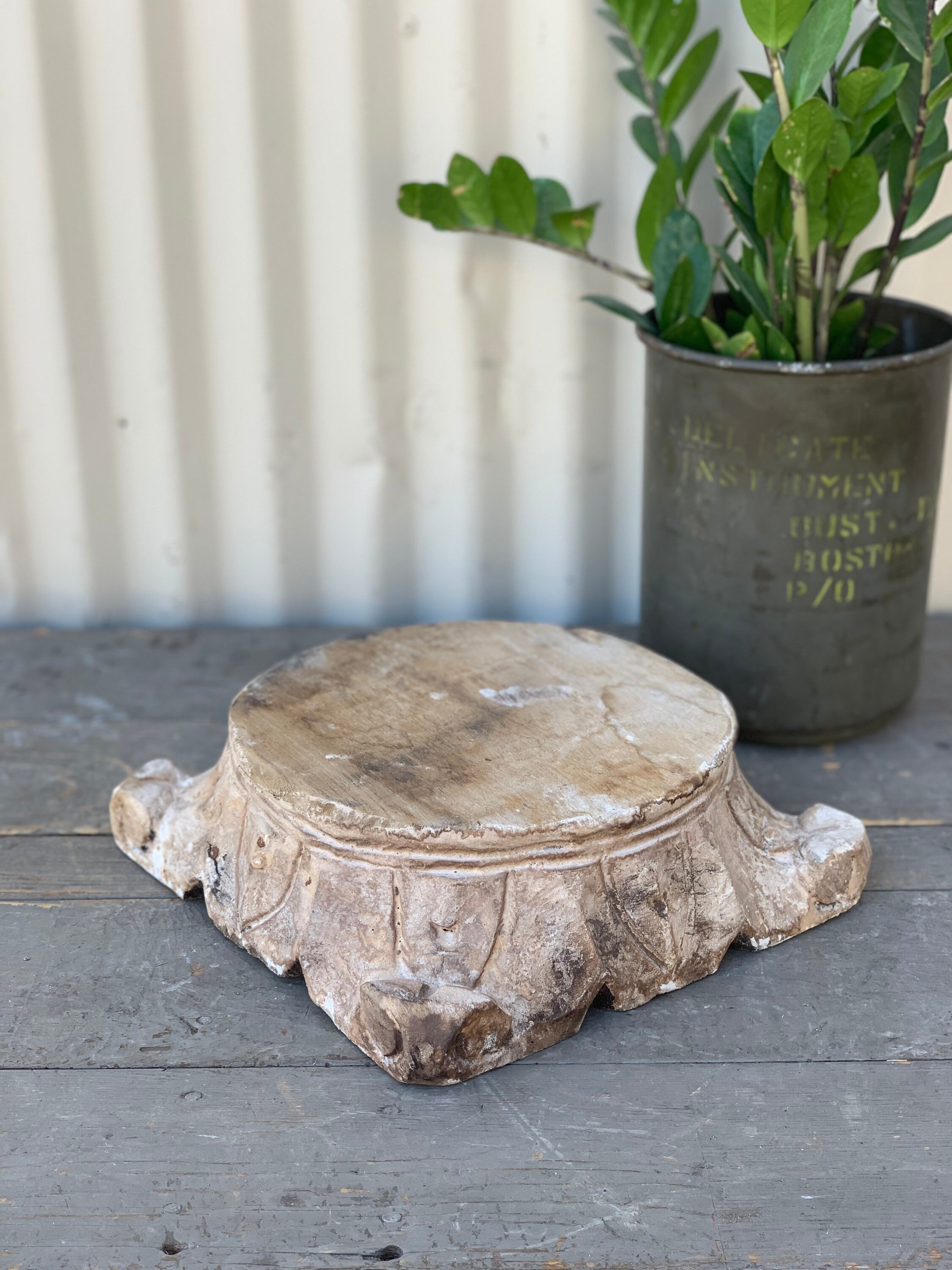 Rustic Carved Wooden Pedestal (Free Shipping)