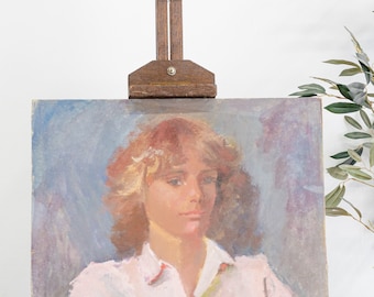 Vintage Portrait of Blonde Woman on Art Board