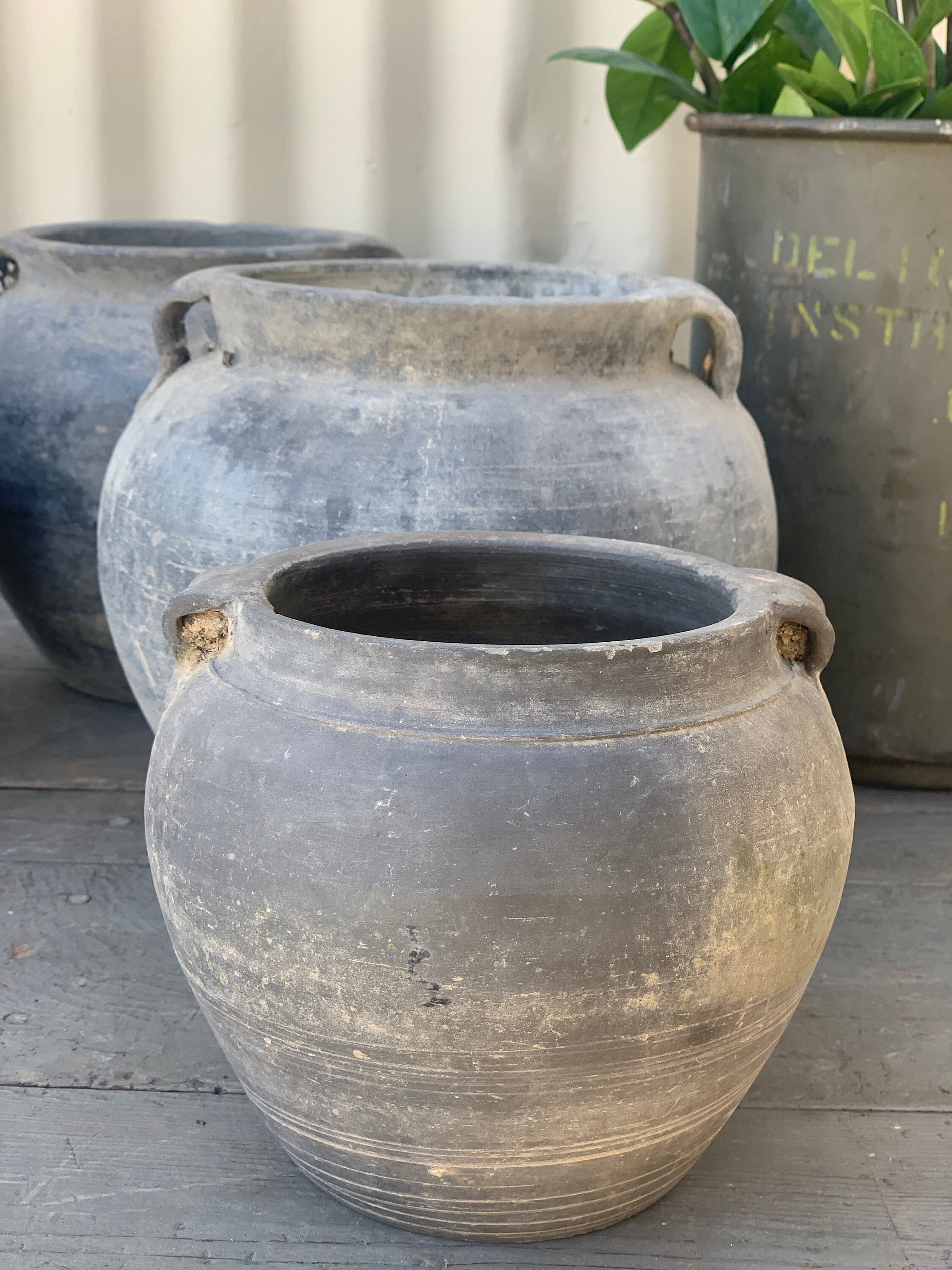 Vintage Blackish Grey Clay Pottery