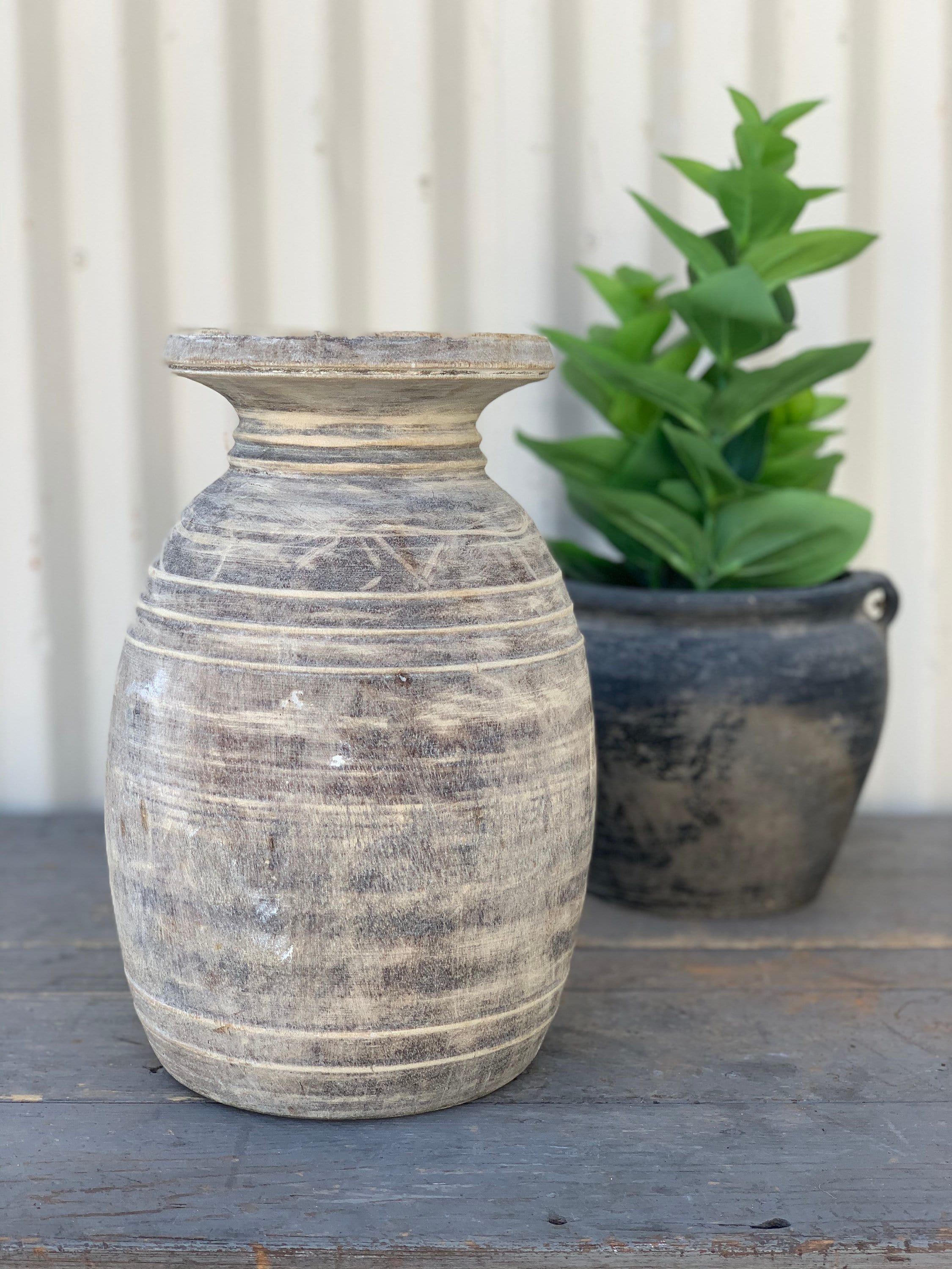 Rustic Neutral Natural toned Wooden Vase (Free Shipping)