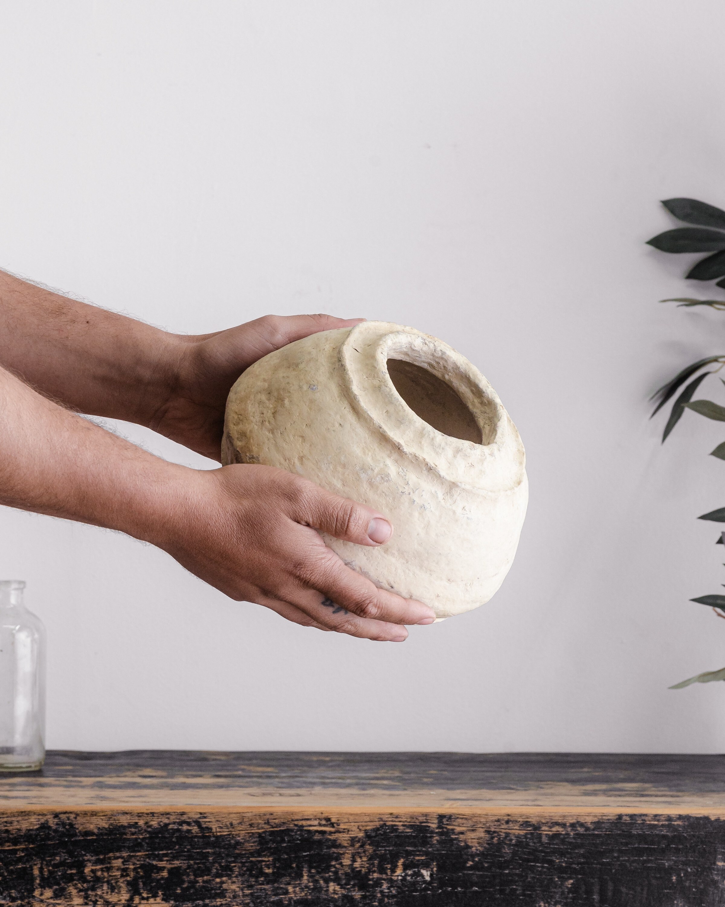 Vintage Round Paper Machè Vessel {D} (Free Shipping)