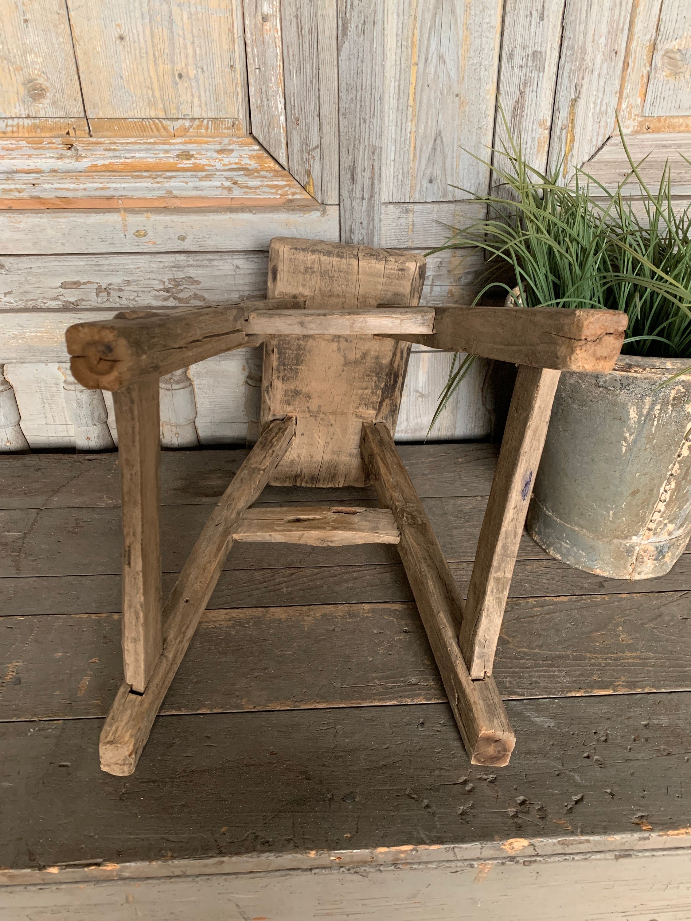 Vintage Rustic Elm Stool {A}