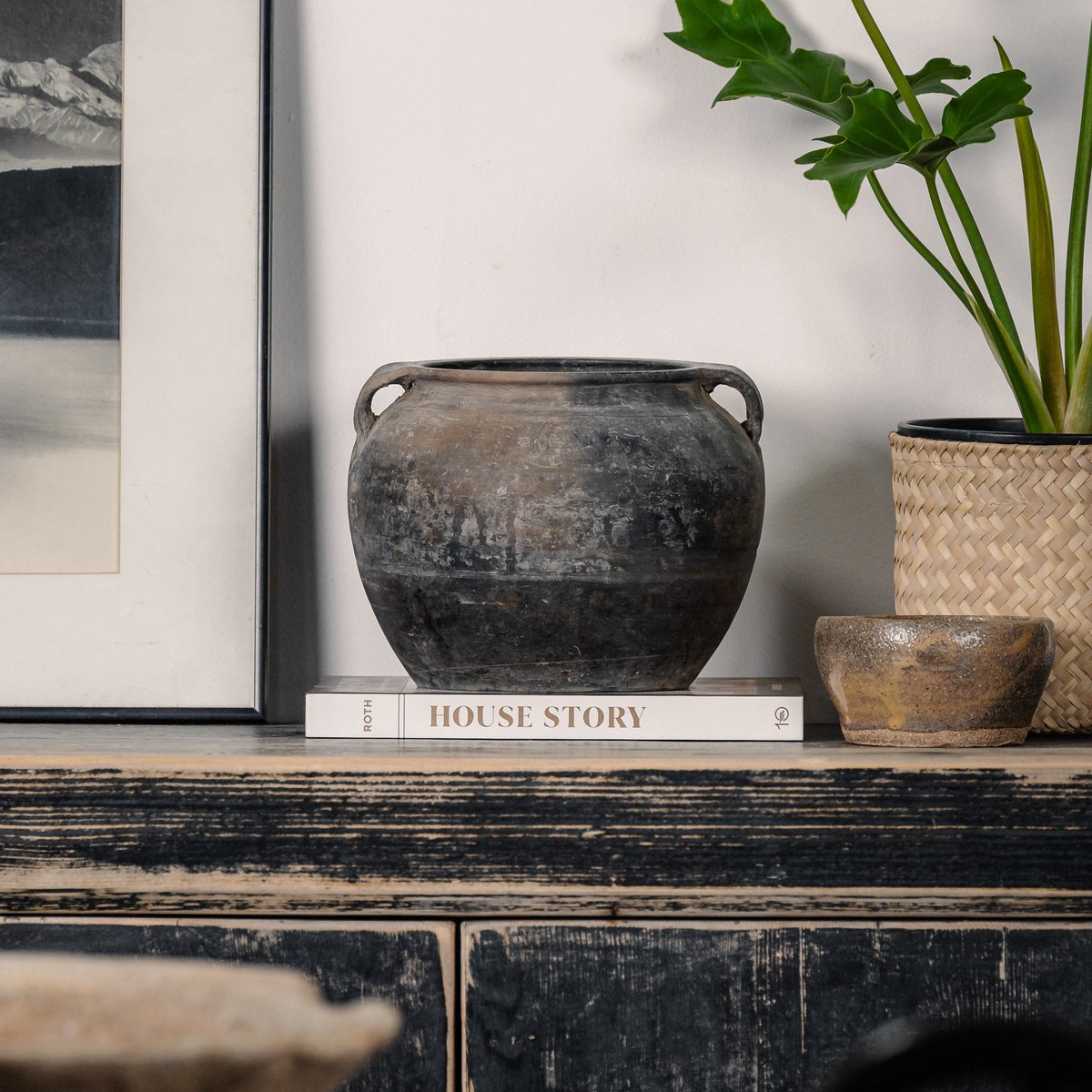 Handcrafted Clay Vintage Vase Rustic Pottery in Black and Grey With Handles free Shipping - Etsy