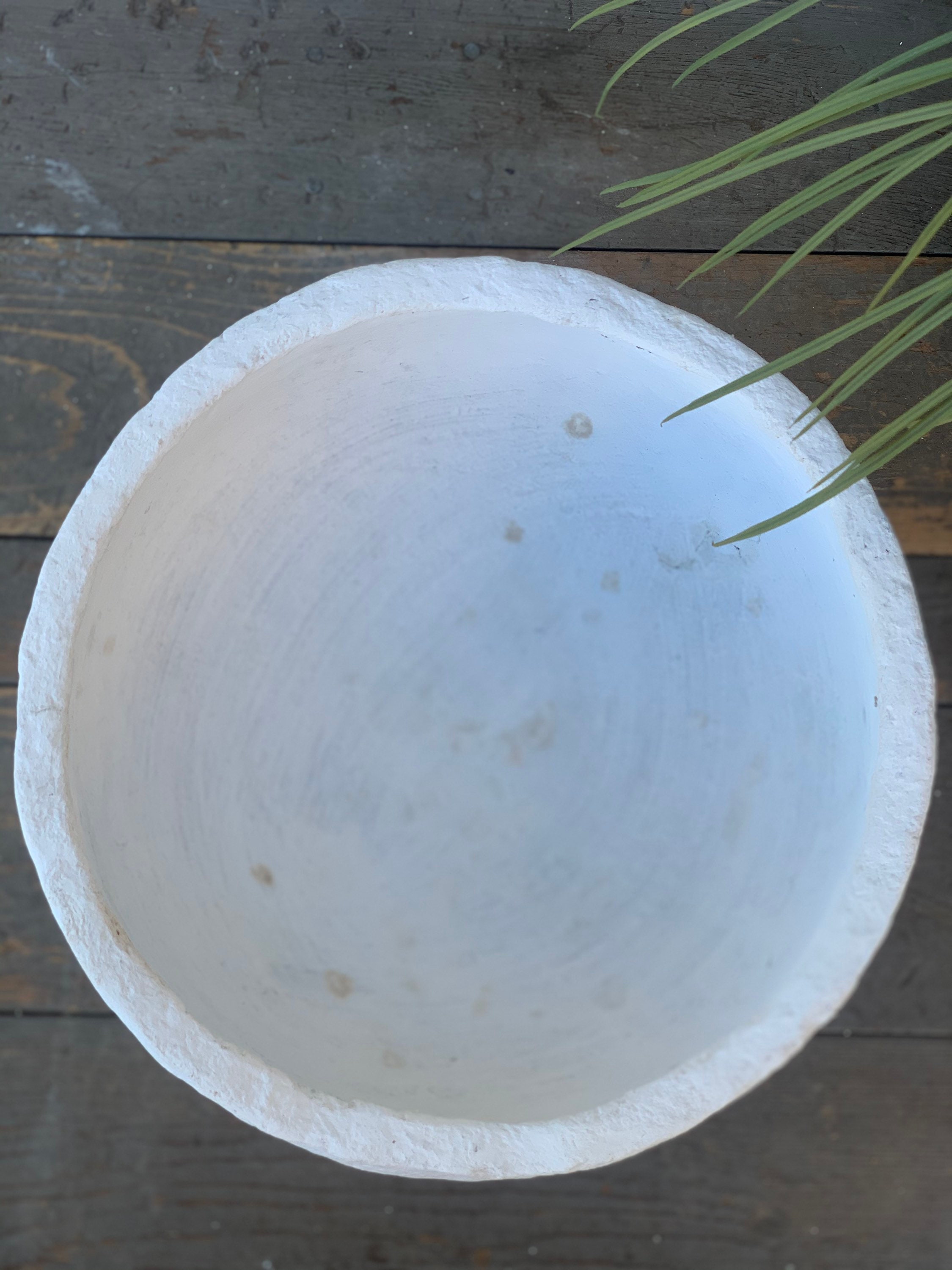 Rustic White Paper Mache Bowl {E} (Free Shipping)