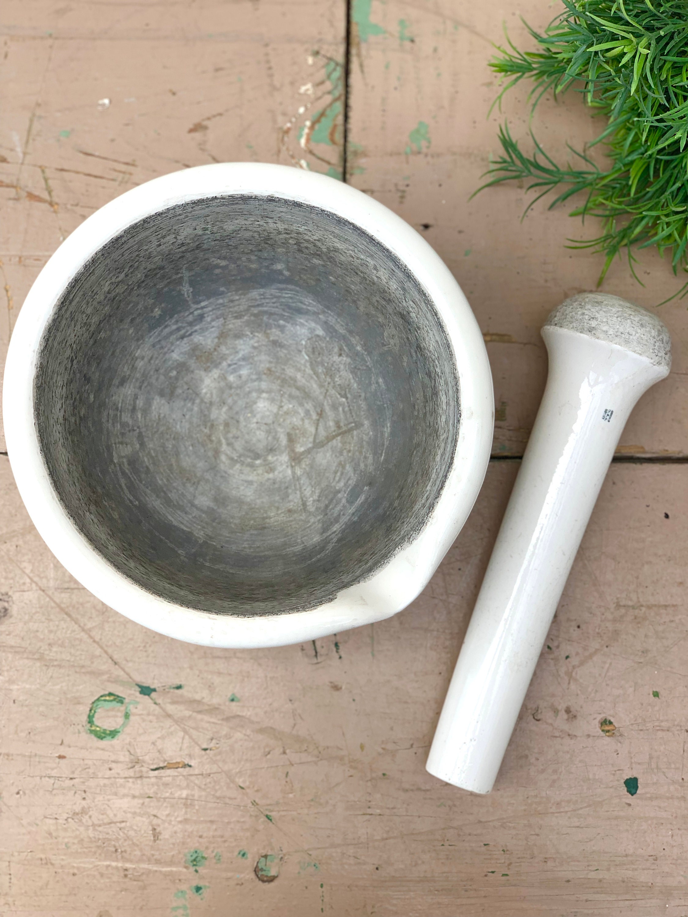 Vintage Laboratory Mortar & Pestle (ceramic)