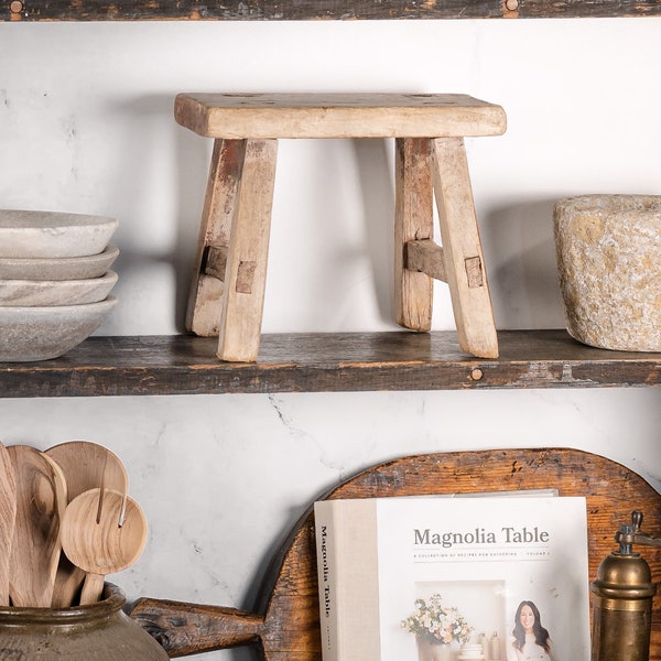 Vintage Tiny Elm Farmer’s Stool (Free Shipping)