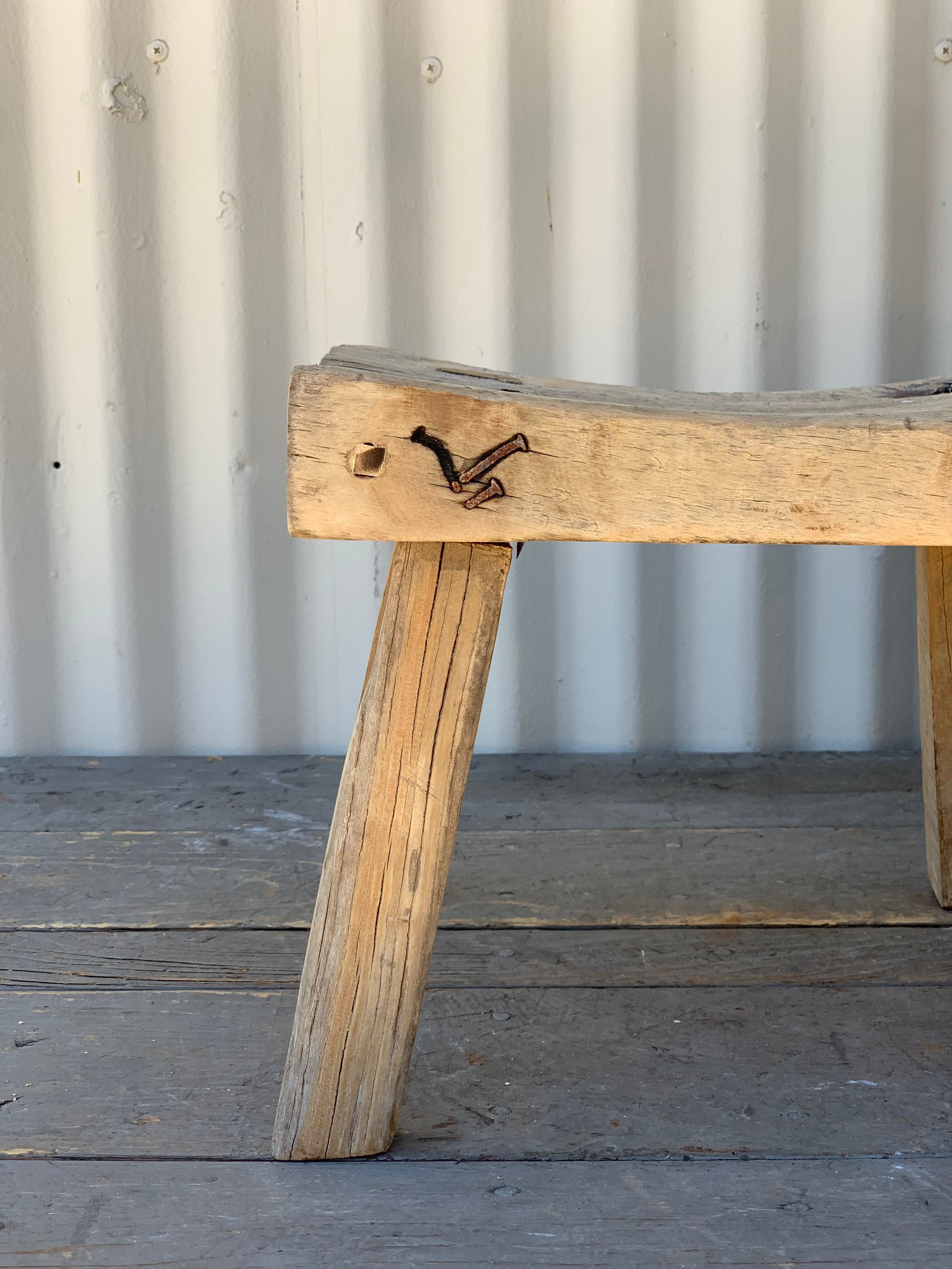 Small Antique Rustic Elm Chinese Stool (Free Shipping)