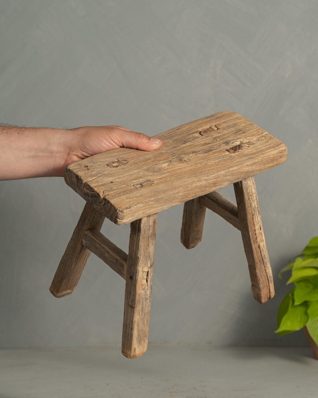 Vintage Elm Small Rustic Stool {T2} (free Shipping) - Etsy