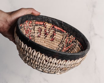 Hand Woven African Cowrie Shell Bowl / Basket (Free Shipping)