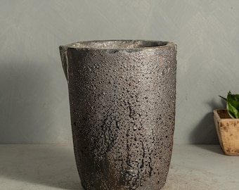 Vintage Graphite Crucible Planter Pot / Vessel (Free Shipping)