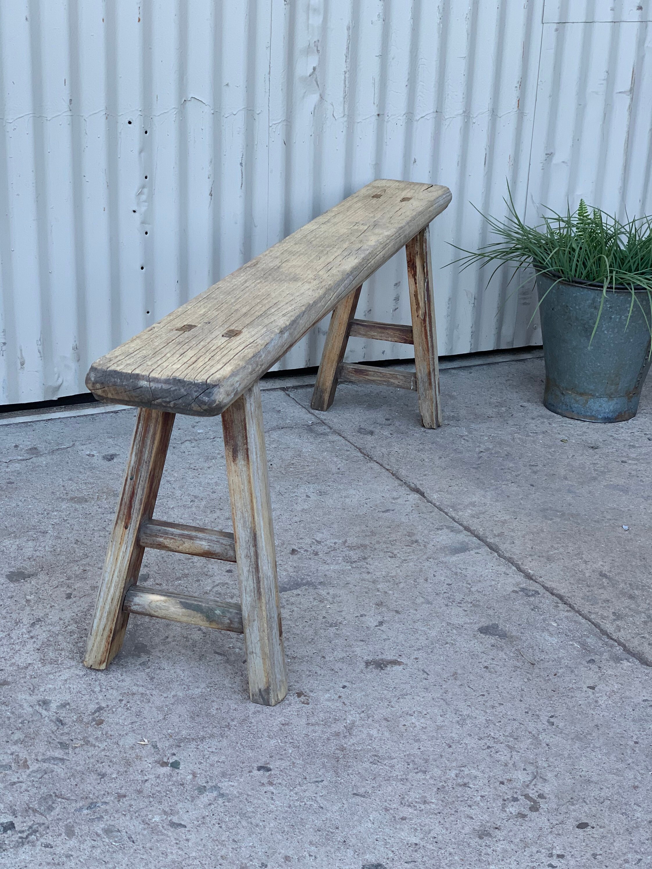 Vintage Elm Skinny Bench {A} (Free Shipping)