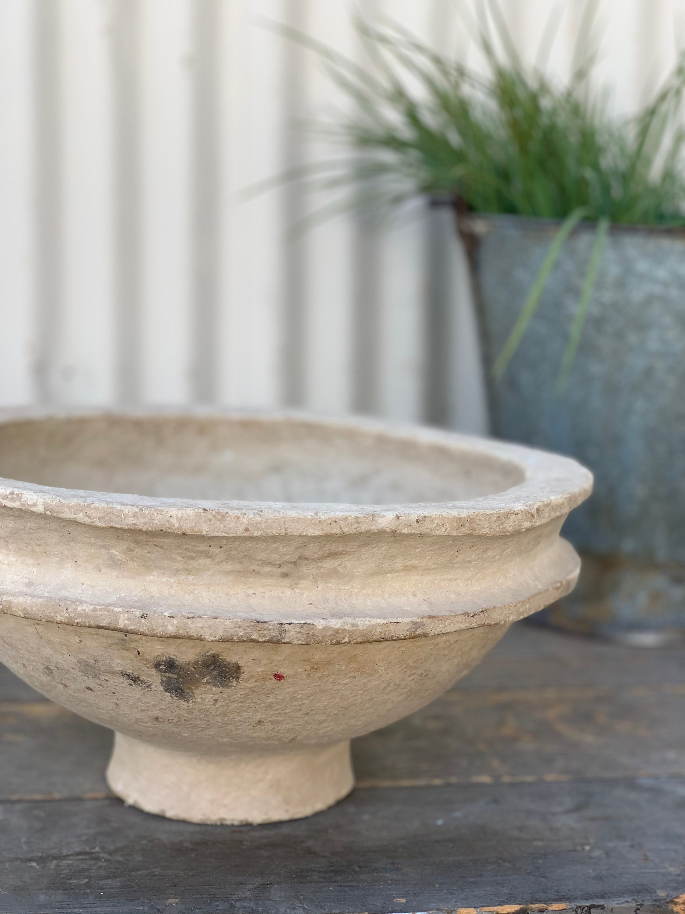 Rustic White Paper Mache Bowl {B} (Free Shipping)