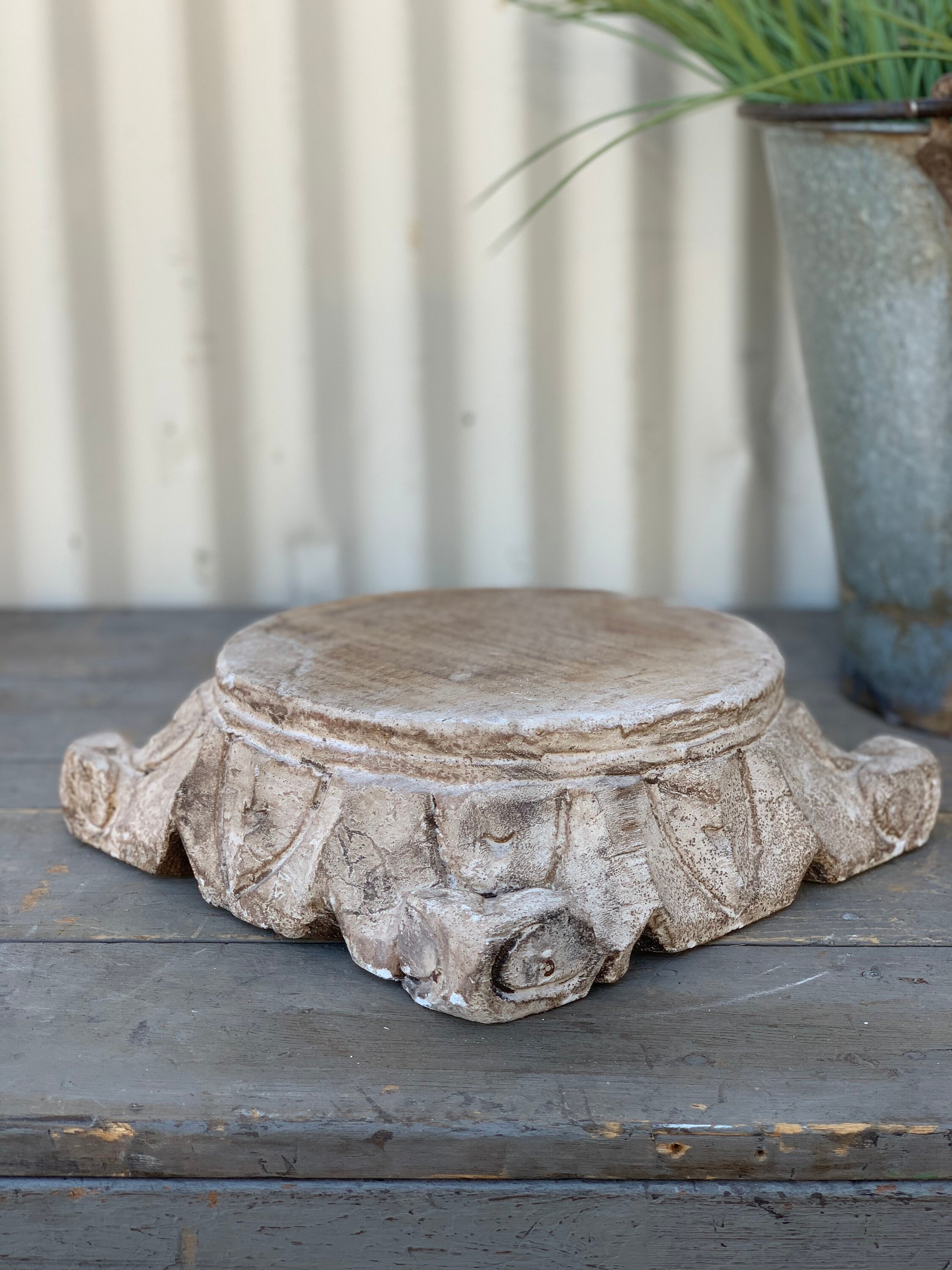 Rustic Carved Pedestal Riser (Free Shipping)