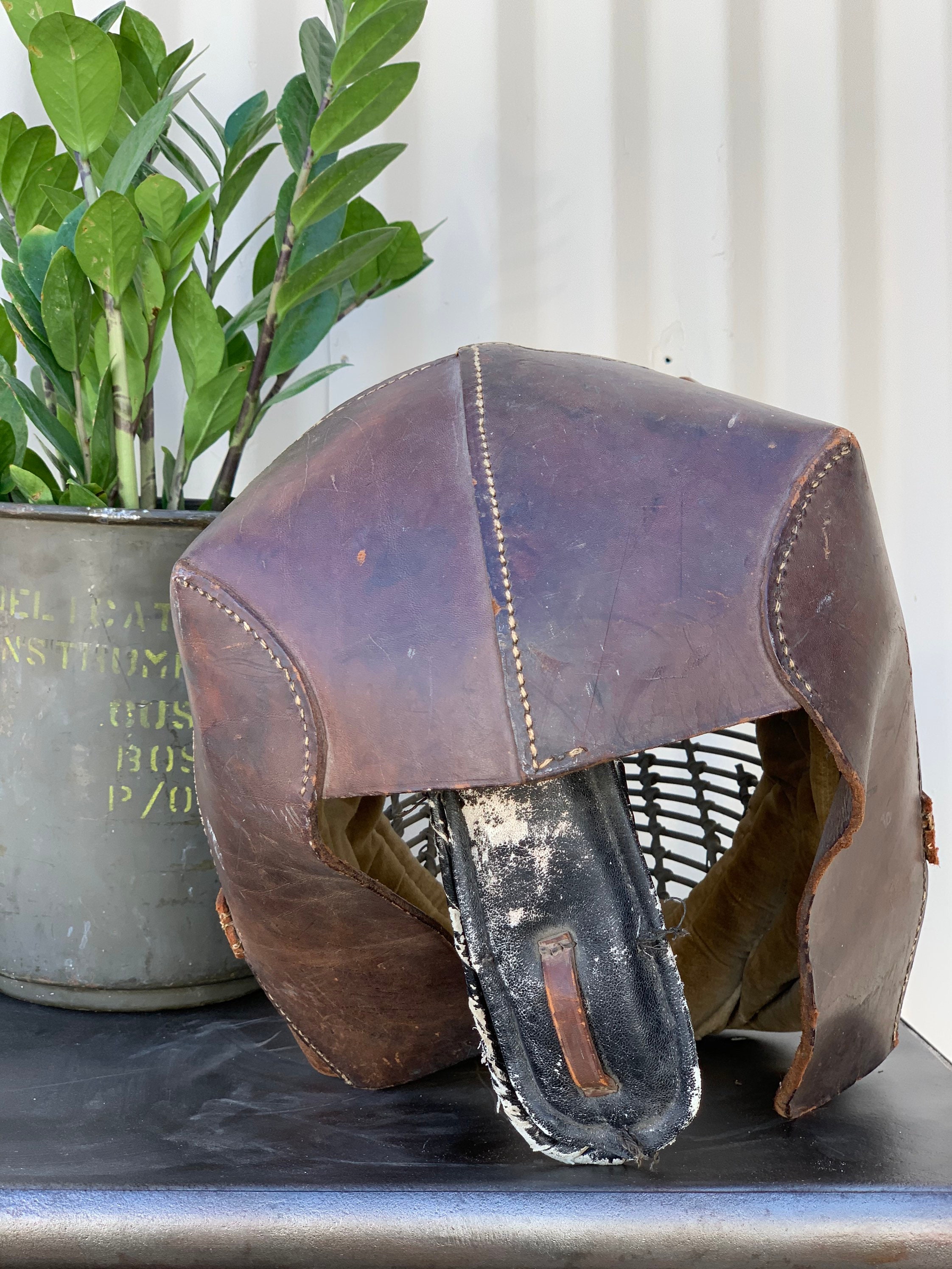 Antique Leather Fencing Helmet