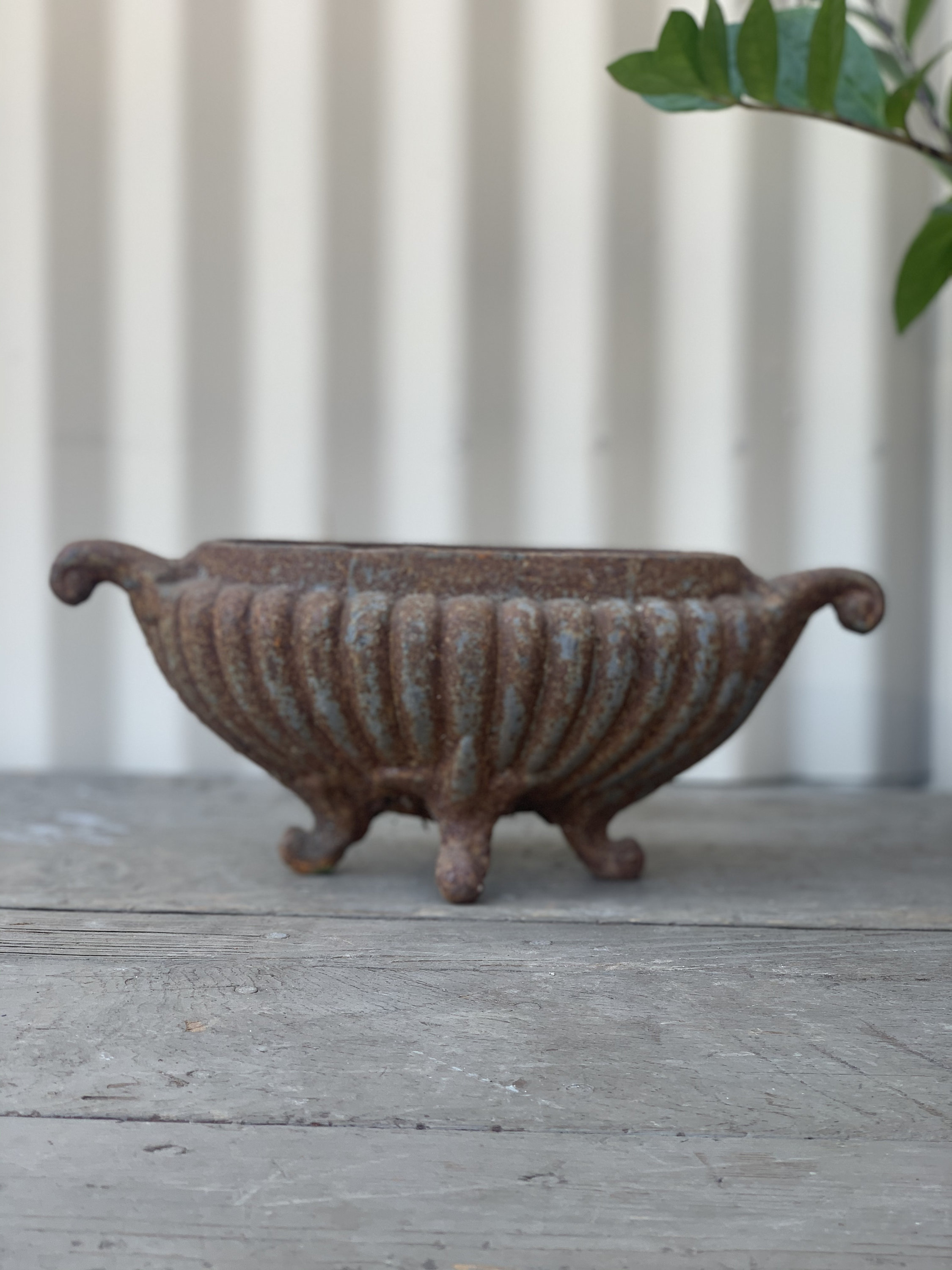 Vintage Cast Iron Oval Urn or Planter (Free Shipping)