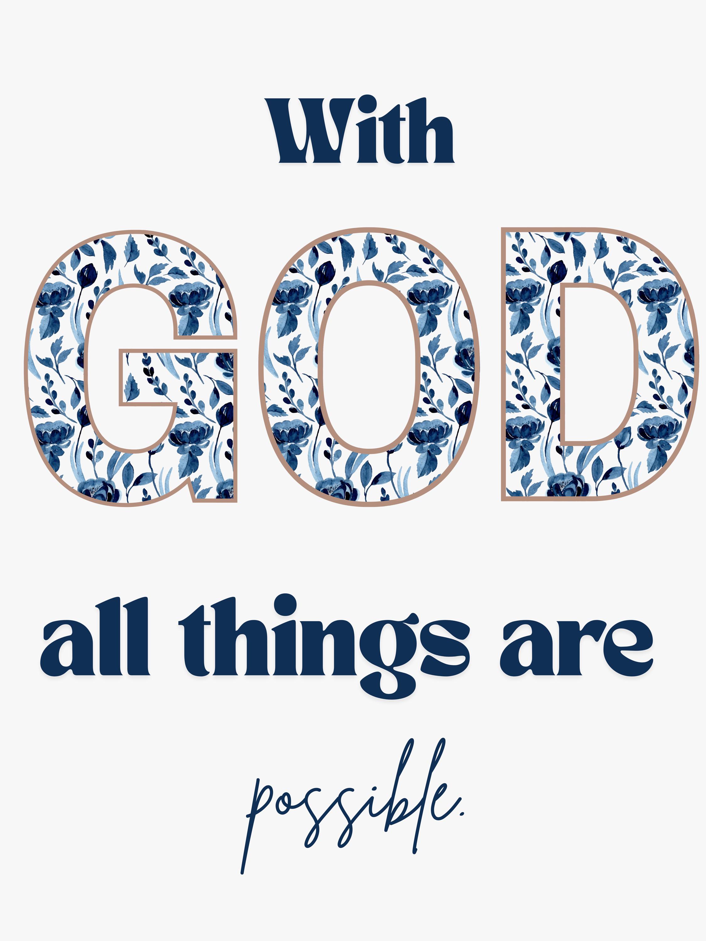 Blue Christian Wall Art Print Set, Bible Verse Decor (digital Download ...