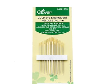 Clover Gold Eye Embroidery Needles sizes 3-9