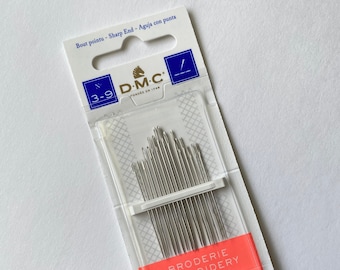 DMC Embroidery Needle Assortment, Sizes 3-9, Hand Embroidery, 16 count, Needle Arts