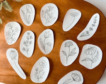 Wildflowers Stick & Stitch DIY Embroidery Patterns for Clothes, Easy For Beginners Floral Embroidery, Stick on Wild Flower Patterns