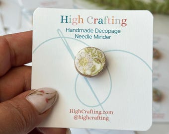 Handmade Needle Minder - Magnetic - Decoupage - Embroidery Notions