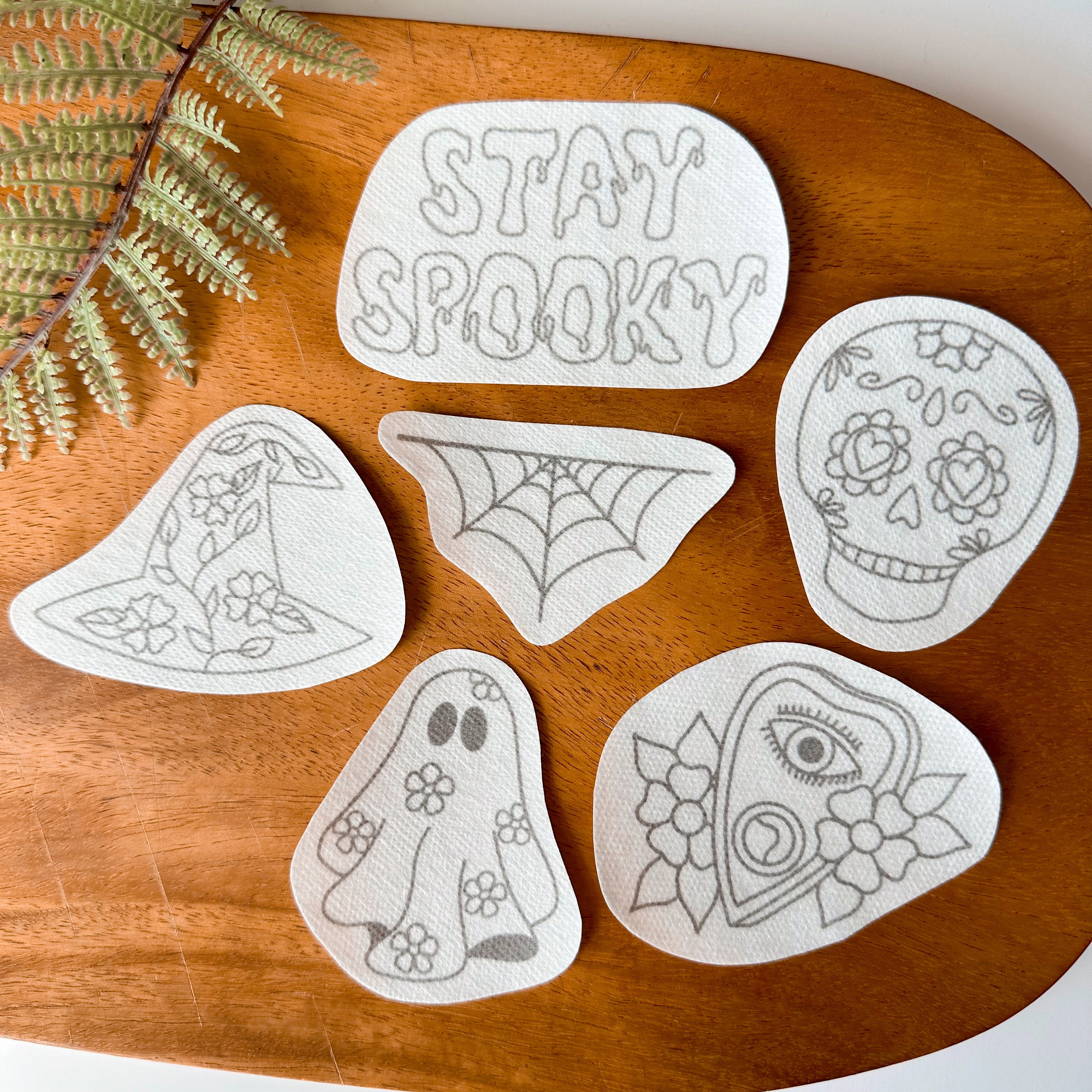 Stay Spooky Stick & Stitch DIY Embroidery Patterns for Clothes, Easy for Beginners, Stick On Halloween Patterns