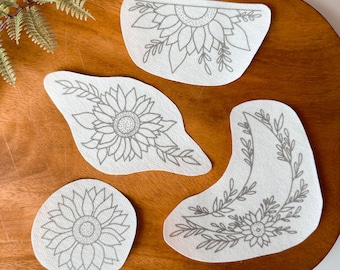 Sunflower Stick and Stitch Embroidery Patterns, Easy DIY Embroidery (Single Use)