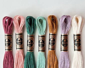Dreamy Florals DMC Embroidery Floss Palette, 6-Ply Cotton, 7 Skeins
