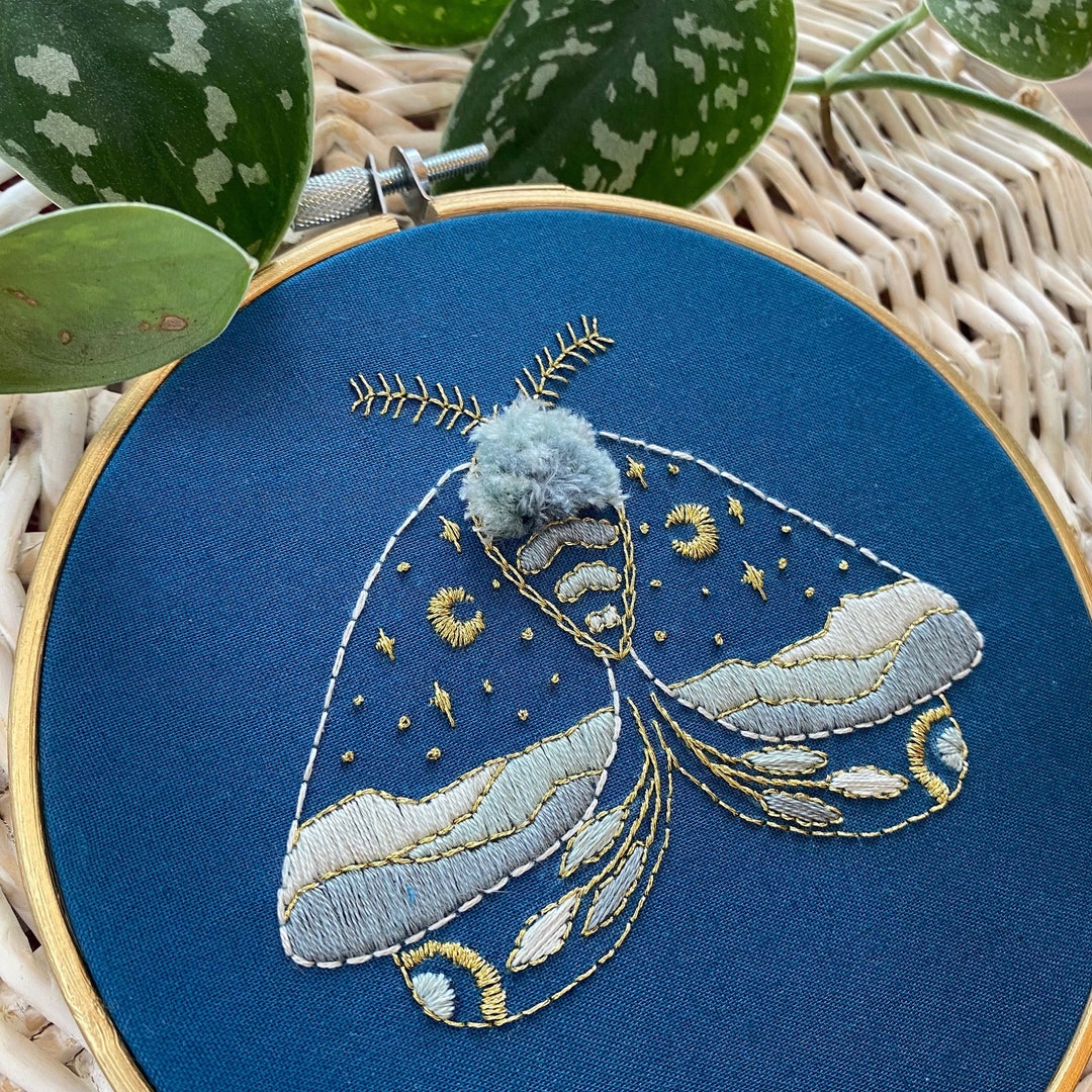 DIY Embroidery Pattern PDF Digital Download Night Moth Etsy