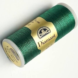DMC Diamant Metallic Embroidery Thread, Single Strand Emerald
