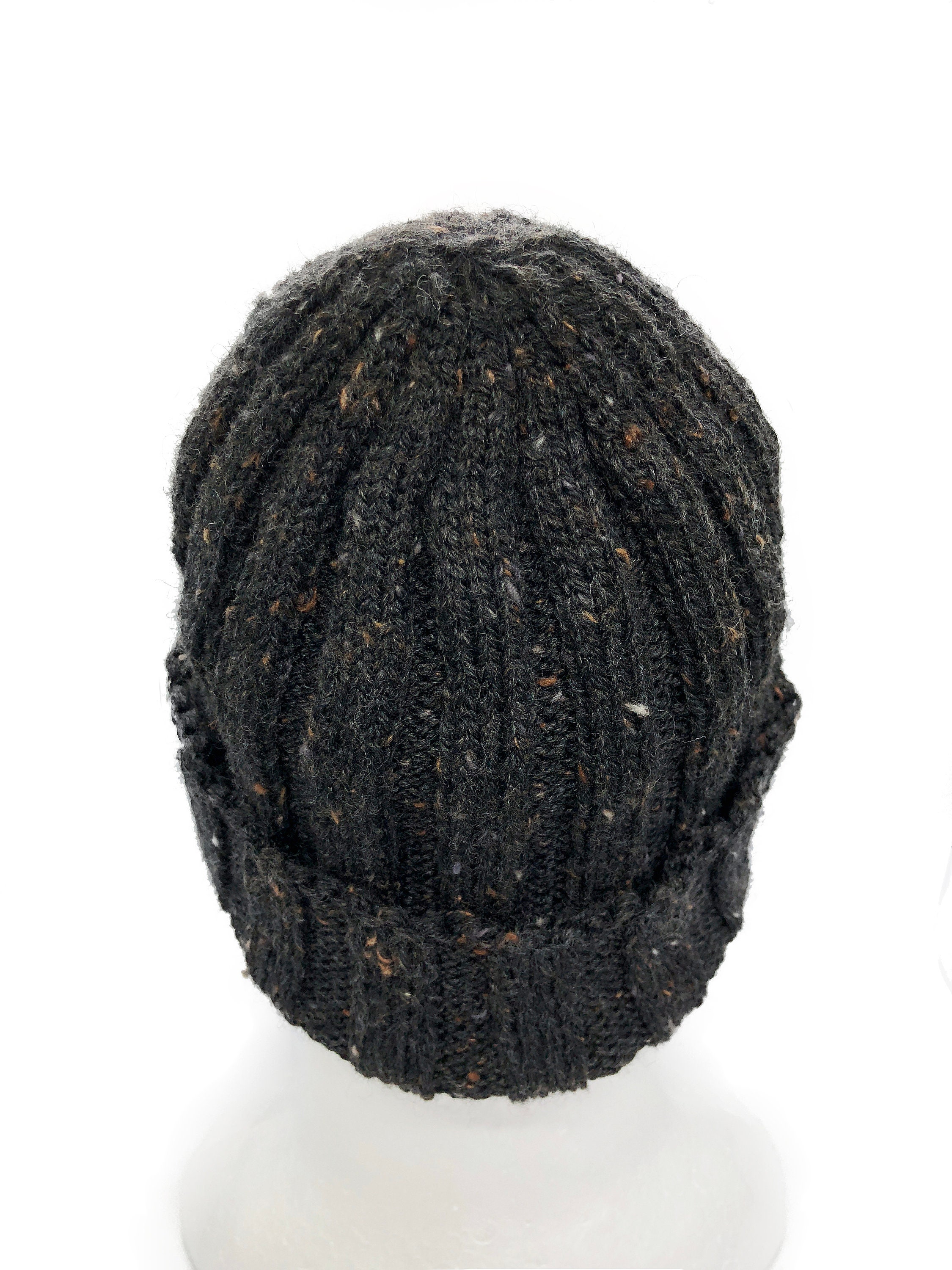 Black mens beanie wool knit hat | Etsy