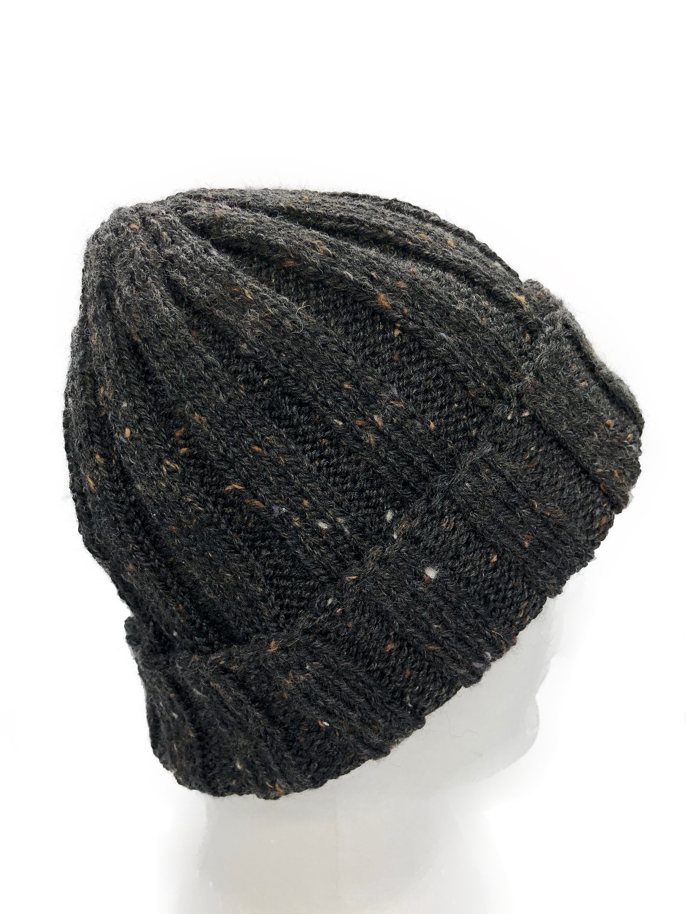 Black mens beanie wool knit hat Etsy