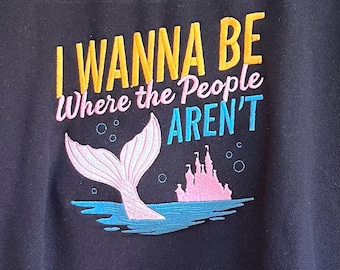 Camisetas, sudaderas con capucha y sudaderas bordadas con la frase "Quiero estar donde no haya gente".