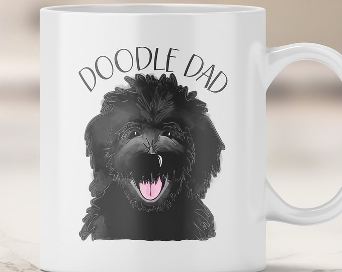 Black Doodle Dad Mug - Goldendoodle Dad - Dog Dad Gift - Father's Day - Labradoodle - Black Doodle Dog - I Love my Dog - Fur Dad