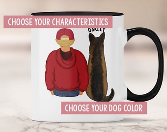 Personalized German Shepherd Dad Mug: Custom Doodle Dog Gift