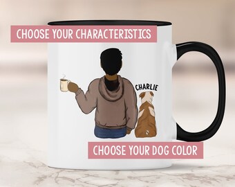 Personalized English Bulldog Dad Mug - Custom Dog & Owner Portrait