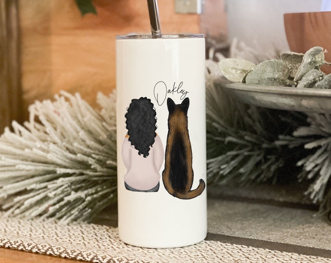 Girl and Her Dog Tumbler - German Shepherd Mom Tumbler - Girl with German Shepherd - GSD - GSD Mom Gift - Mother's Day - Dog Mom