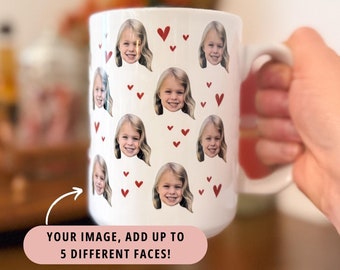 Custom Photo Mug with Faces and Hearts – Personalized Family Gift - Actually Handmade