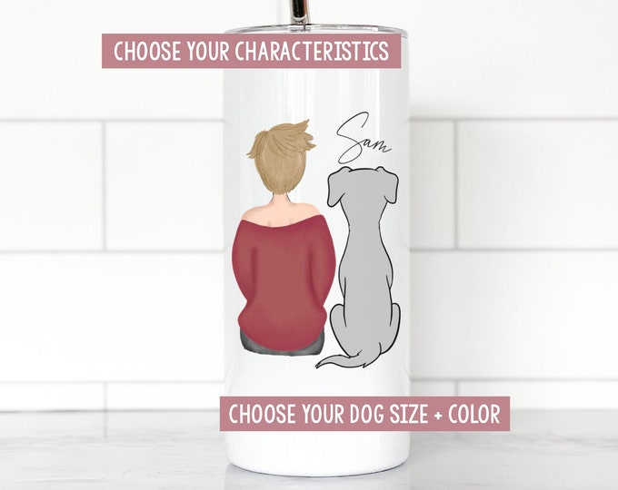 Girl and Her Dog Tumbler - Boxer Mom Tumbler - Girl with Boxer - Girl with Pit Bull - Mutt Dog - Mixed Breed - Mother's Day - Dog Mom Gift