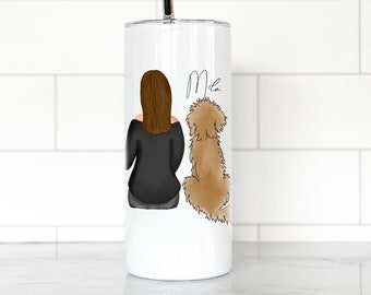 Custom Doodle Mom Tumbler: Personalized Dog & Girl Stainless Steel Tumbler