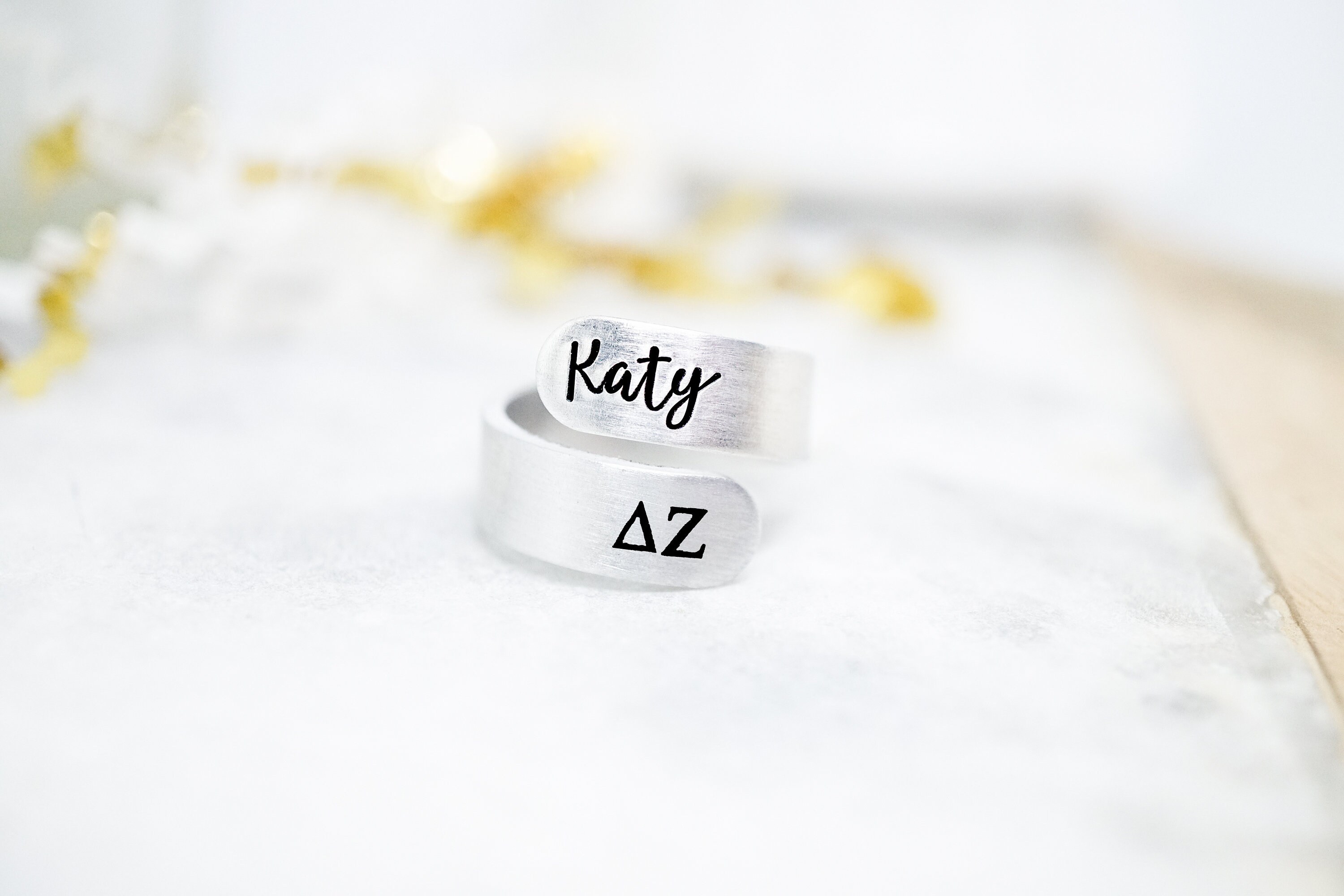 Delta Zeta Sorority Custom Name Ring Delta Zeta Ring Delta Zeta Letters Dz Letters Gift Big Little Reveal Big Little Gift Bulk