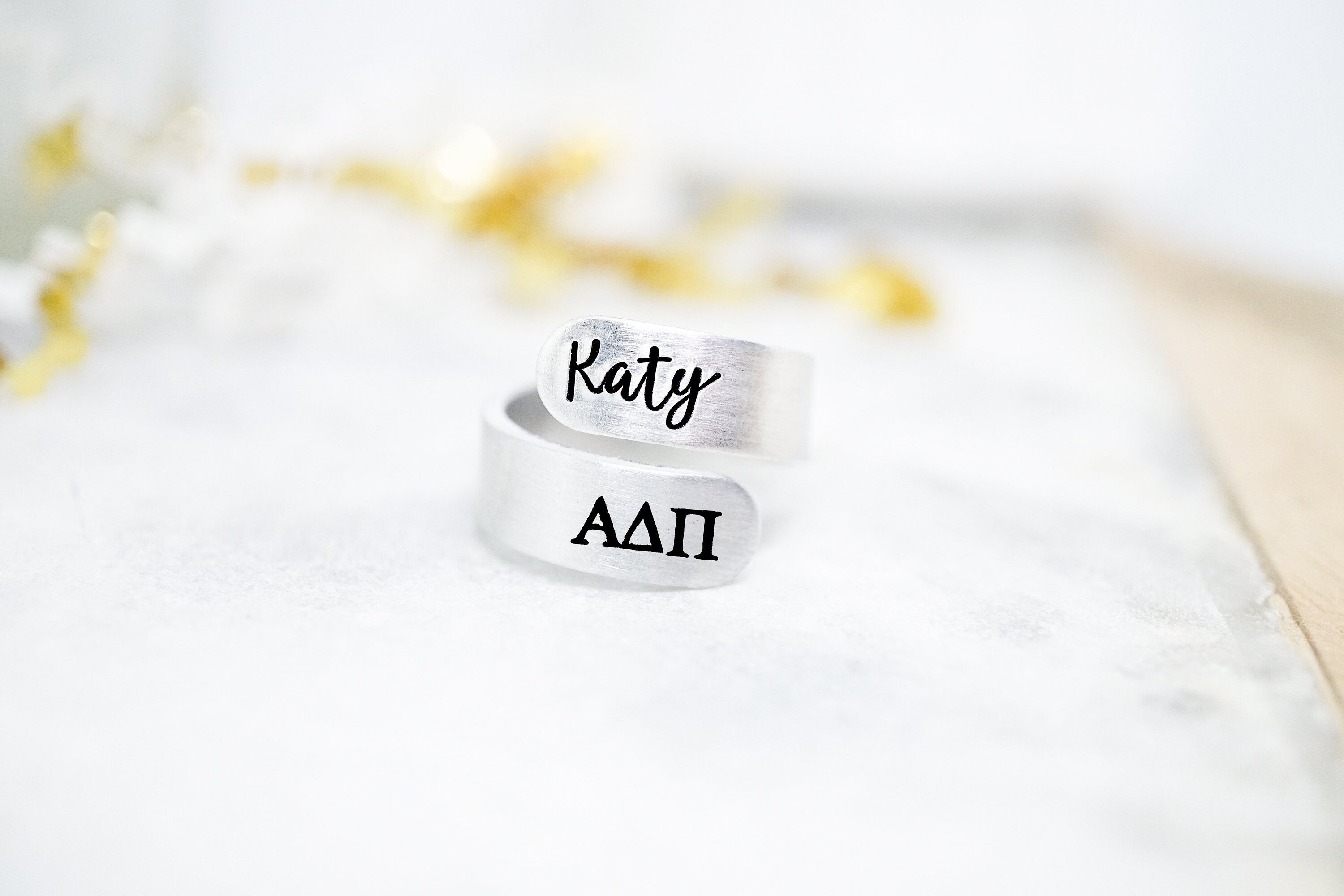 Alpha Delta Pi Sorority Custom Name Ring Big Little Sorority Etsy